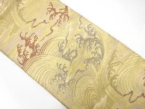 アンティーク　荒波に霞模様織り出し袋帯(材料)